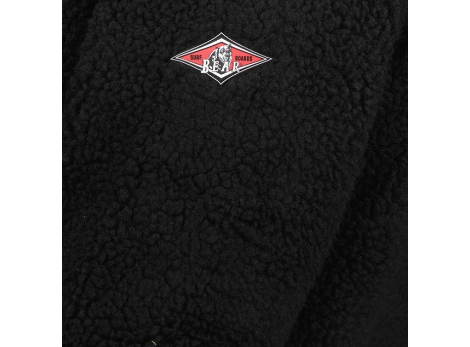 BEAR SURFBOARDS FURRY HOODIE FELPA FULL ZIP IN PILE CON CAPPUCCIO BLACK/BROWN