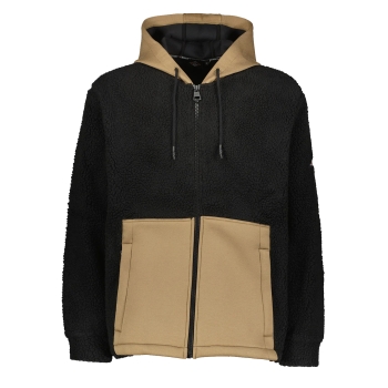 BEAR SURFBOARDS FURRY HOODIE FELPA FULL ZIP IN PILE CON CAPPUCCIO BLACK/BROWN