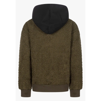 BEAR SURFBOARDS FURRY HOODIE FELPA FULL ZIP IN PILE CON CAPPUCCIO GREEN