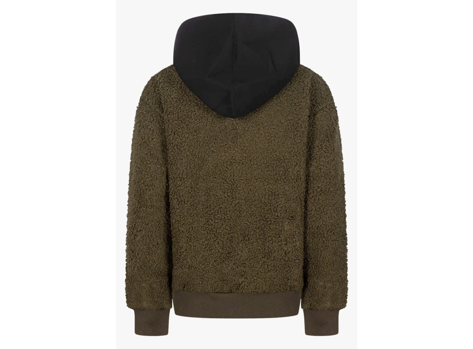 BEAR SURFBOARDS FURRY HOODIE FELPA FULL ZIP IN PILE CON CAPPUCCIO GREEN
