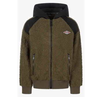 BEAR SURFBOARDS FURRY HOODIE FELPA FULL ZIP IN PILE CON CAPPUCCIO GREEN