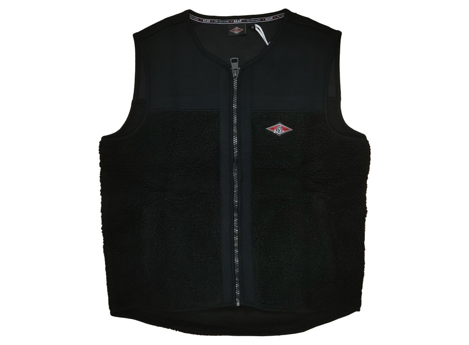 BEAR SURFBOARDS FURRY VEST SMANICATO IN PILE CON ZIP BLACK