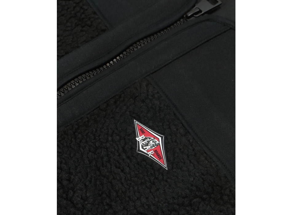 BEAR SURFBOARDS FURRY VEST SMANICATO IN PILE CON ZIP BLACK
