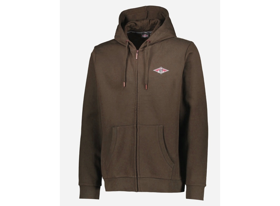 BEAR SURFBOARDS SMALL LOGO FELPA ZIP CAPPUCCIO MAJOR BROWN