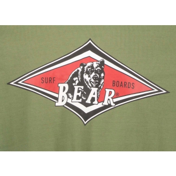 BEAR SURFBOARDS T-SHIRT BIG LOGO OIL GREEN