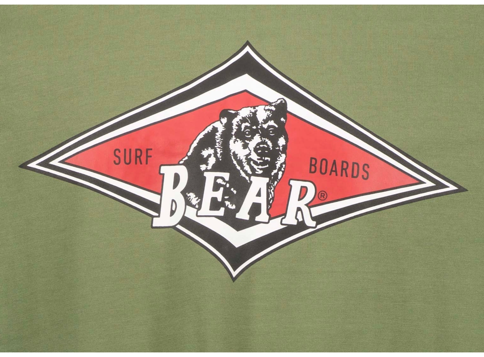 BEAR SURFBOARDS T-SHIRT BIG LOGO OIL GREEN