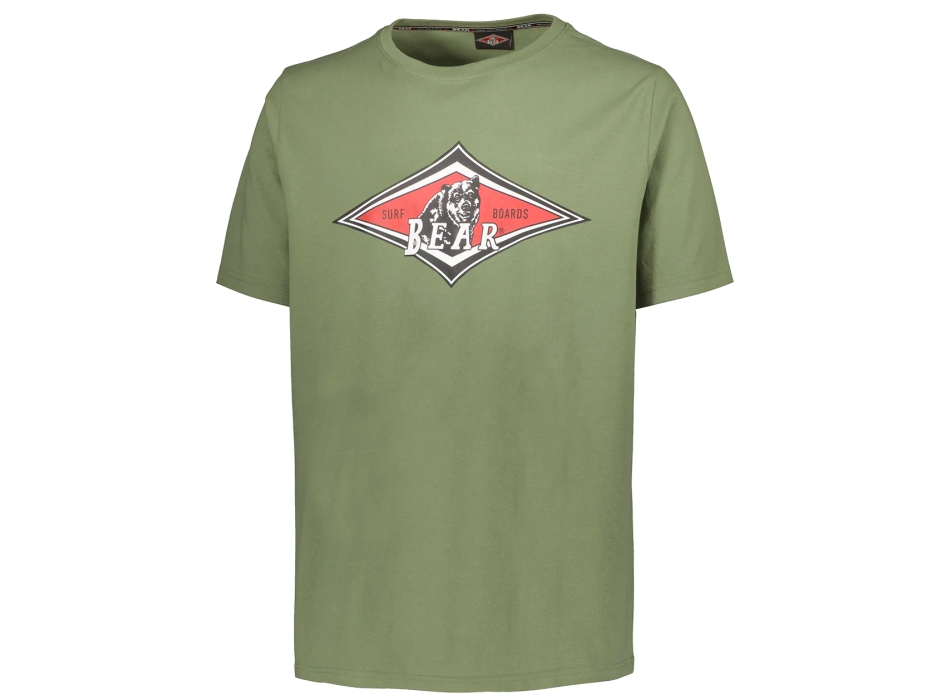 BEAR SURFBOARDS T-SHIRT BIG LOGO OIL GREEN