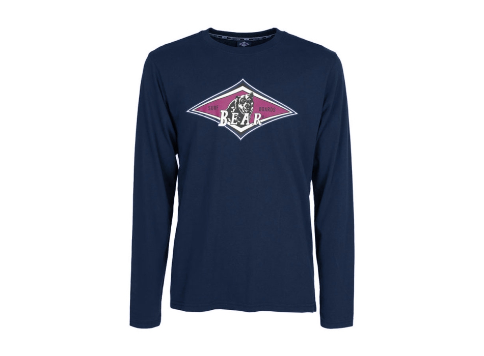Bear Surfboards T shirt Logo Dress Blue Manica Lunga. Acquista online