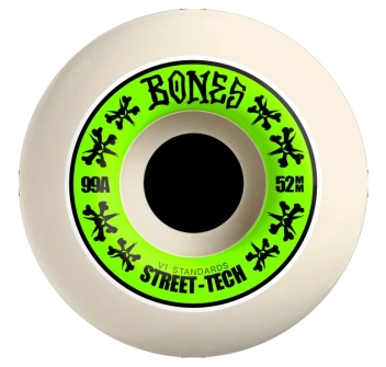 BONES SKATEBOARD RUOTE SKATE 52MM STREET TECH FORMULA V1 STANDARDS 99A 4PK