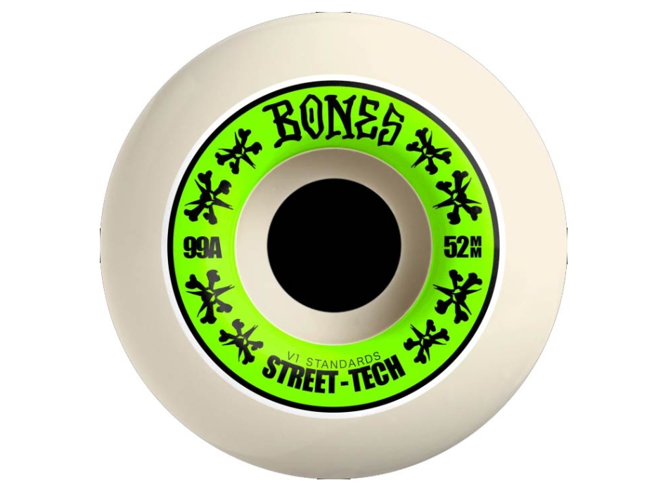 BONES SKATEBOARD RUOTE SKATE 52MM STREET TECH FORMULA V1 STANDARDS 99A 4PK
