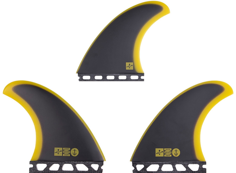 CAPTAIN FIN CHEMISTRY SET THRUSTER FIBERGLASS SINGLE TAB MEDIUM BLACK/YELLOW