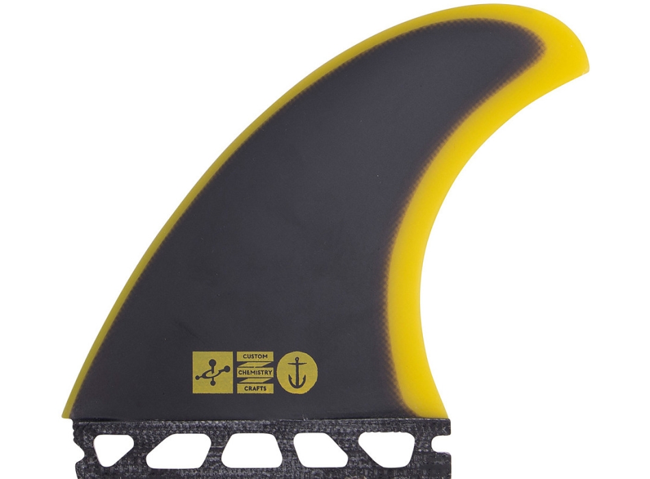 CAPTAIN FIN CHEMISTRY SET THRUSTER FIBERGLASS SINGLE TAB MEDIUM BLACK/YELLOW