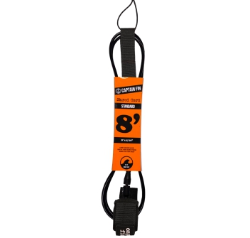 CAPTAIN FIN SHRED CORD LEASH 8' STANDARD BLACK