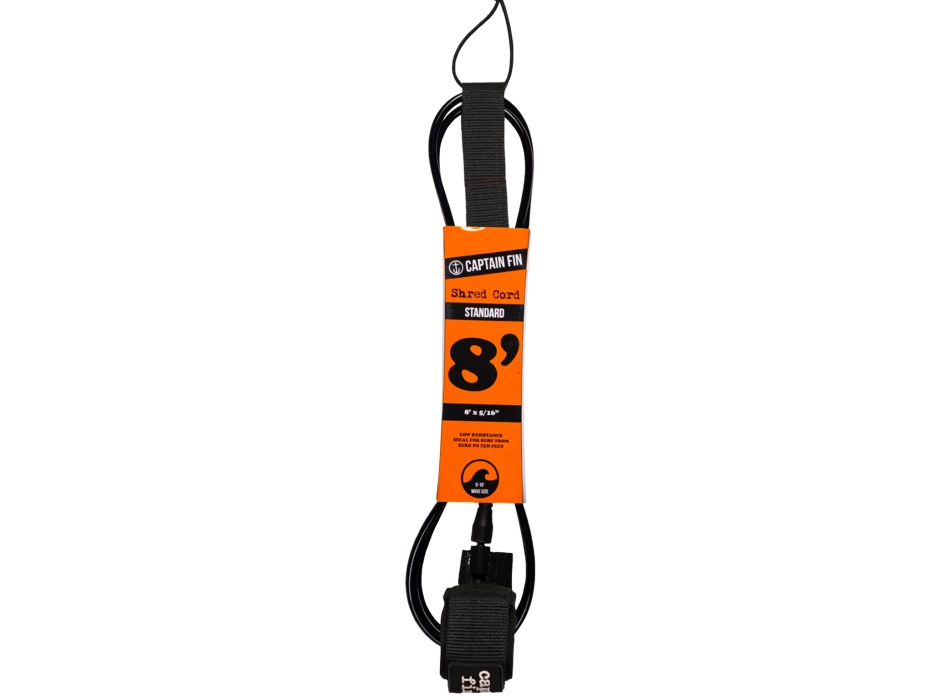 CAPTAIN FIN SHRED CORD LEASH 8' STANDARD BLACK