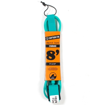 CAPTAIN FIN SHRED CORD LEASH 8' STANDARD TEAL
