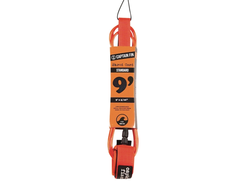 CAPTAIN FIN SHRED CORD LEASH 9' STANDARD ORANGE