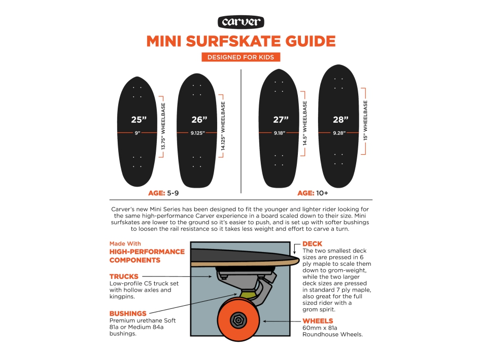 CARVER 28" RAIL BLAZER C5 SURFSKATE COMPLETO