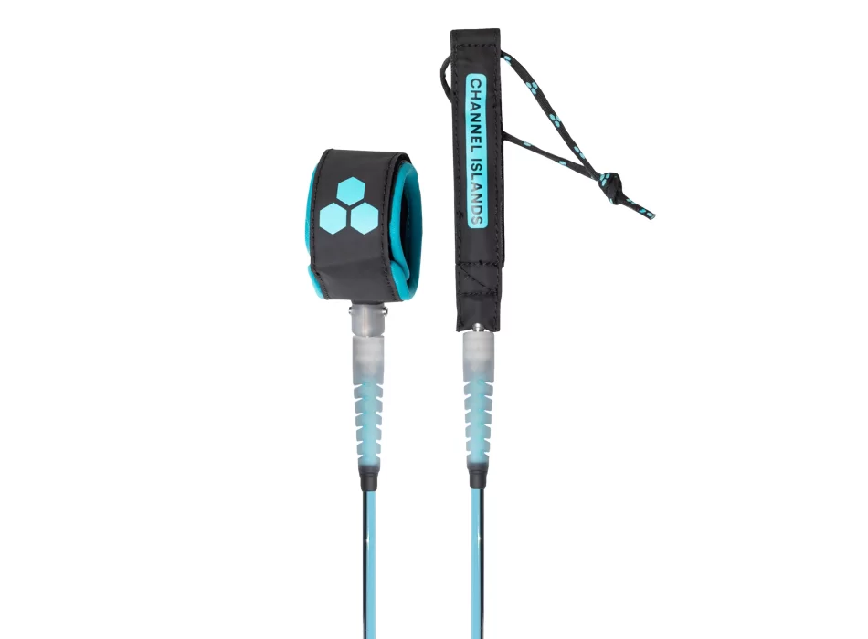 CHANNEL ISLAND 6' 3/16" LEASH ROUND COMP CYAN BLACK
