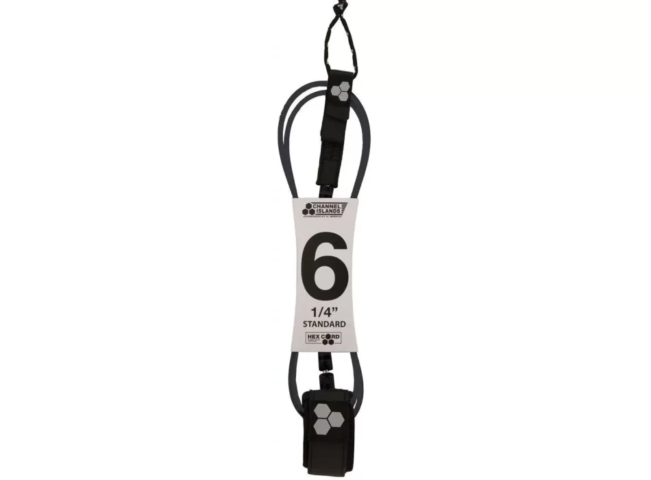 CHANNEL ISLAND HEX CORD LEASH 6' STANDARD BLACK