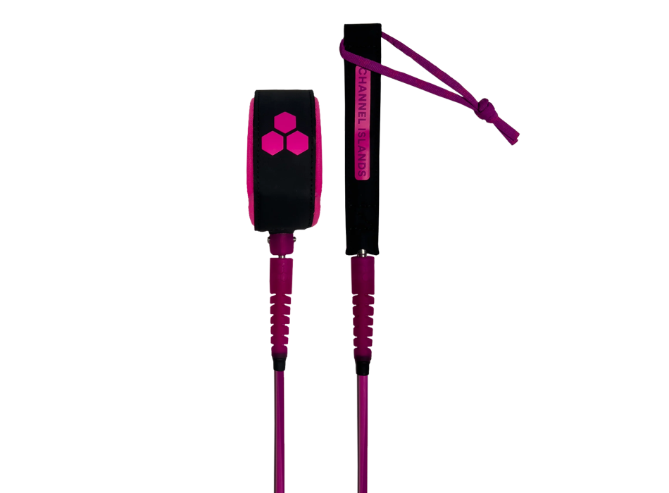 CHANNEL ISLANDS ROUND COMP LEASH 6' 3/16" ELECTRIC FUCHSIA