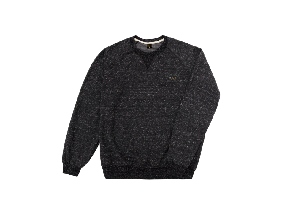 DARK SEAS TRAVERSE RAGLAN CREW FLEECE HEATHER BLACK