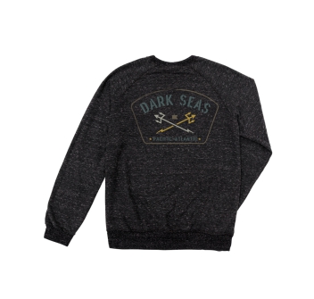 DARK SEAS TRAVERSE RAGLAN CREW FLEECE HEATHER BLACK