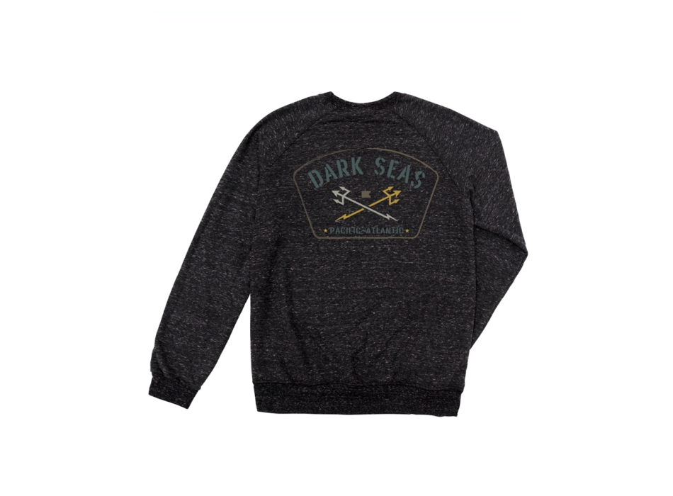DARK SEAS TRAVERSE RAGLAN CREW FLEECE HEATHER BLACK