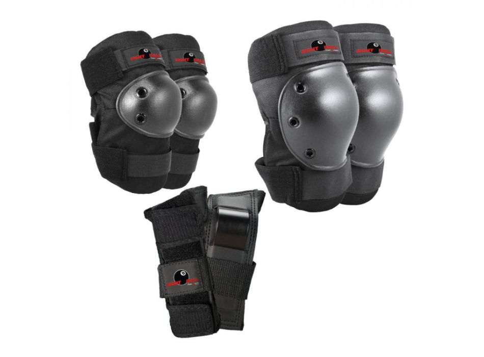 EIGHT BALL PAD SET PROTEZIONI SKATE ADULTO 3PZ BLACK