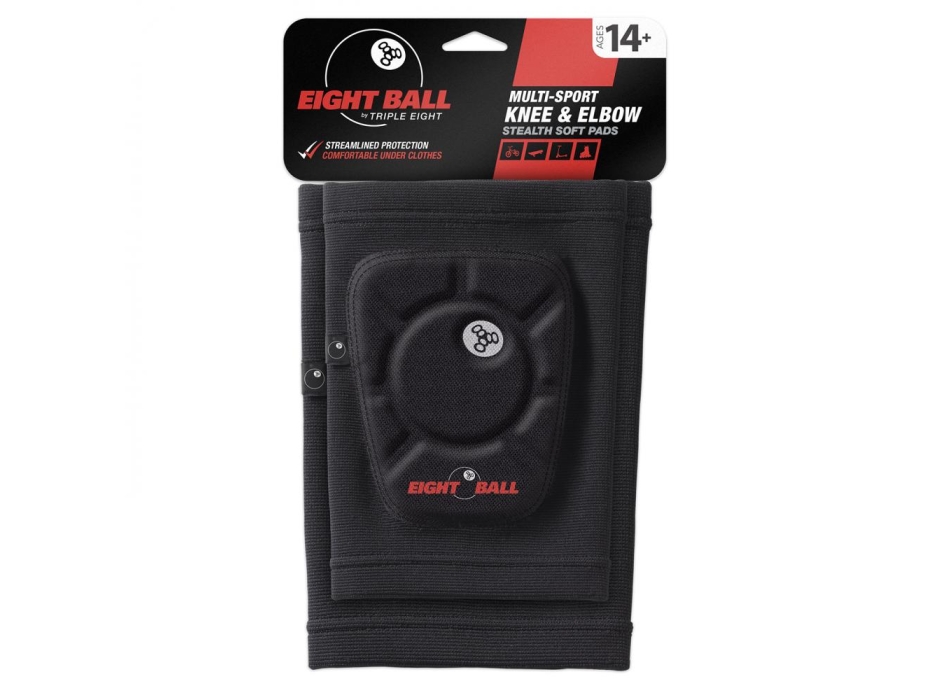 EIGHT BALL PAD SET PROTEZIONI STEALTH KNEE & ELBOW SKATE ADULTO BLACK