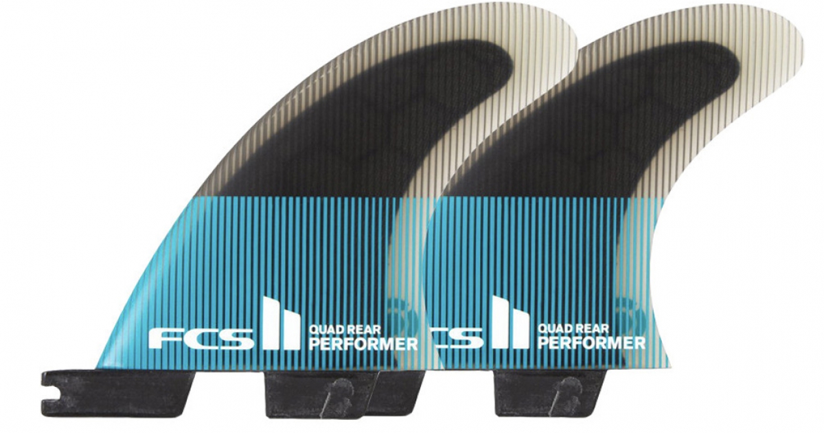 FCS II QUAD REAR Performer Glass Flex Fin Set Black Medium