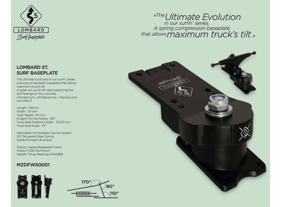 FLYING WHEELS LOMBARD SURF BASE PLATE 150MM PER SURFSKATE