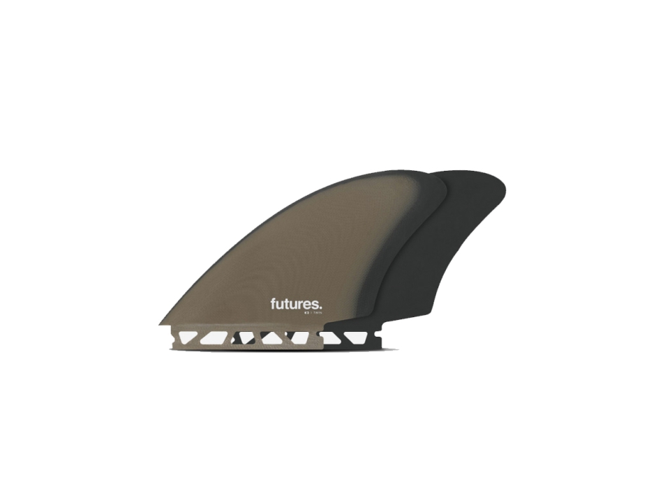FUTURES K2 KEEL FIBER GLASS SOLID BLACK TWIN FIN SET