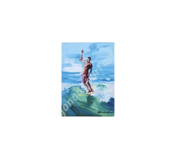 GANADU SURF ART ORIGINAL PAINTINGS HANG TEN 2 13X18