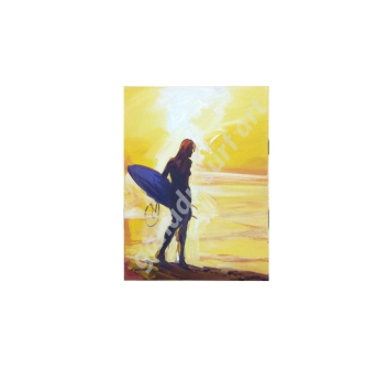 GANADU SURF ART ORIGINAL PAINTINGS SUNSET GIRL 1 18X24