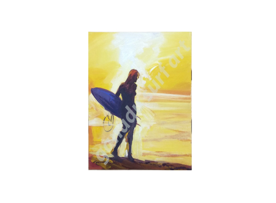 GANADU SURF ART ORIGINAL PAINTINGS SUNSET GIRL 1 18X24