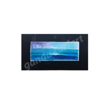 GANADU SURF ART ORIGINAL PAINTINGS WAVE TELA SU PANNELLO SU PANNELLO IN LEGNO NERO 38x22