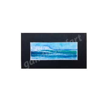 GANADU SURF ART ORIGINAL PAINTINGS WAVES TELA SU PANNELLO SU PANNELLO IN LEGNO NERO 38x22