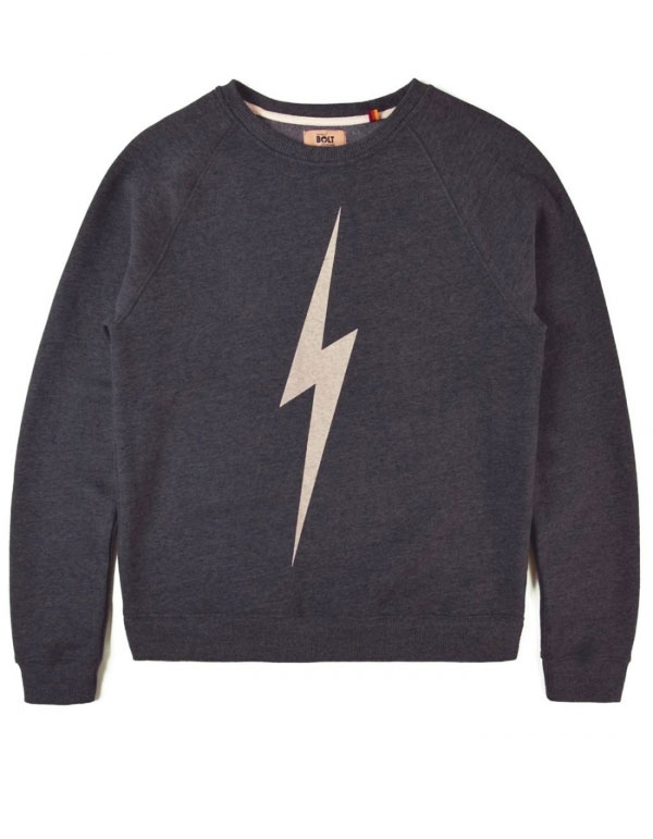LIGHTNING BOLT FOREVER CREW FELPA GIROCOLLO DARK GREY MELANGE