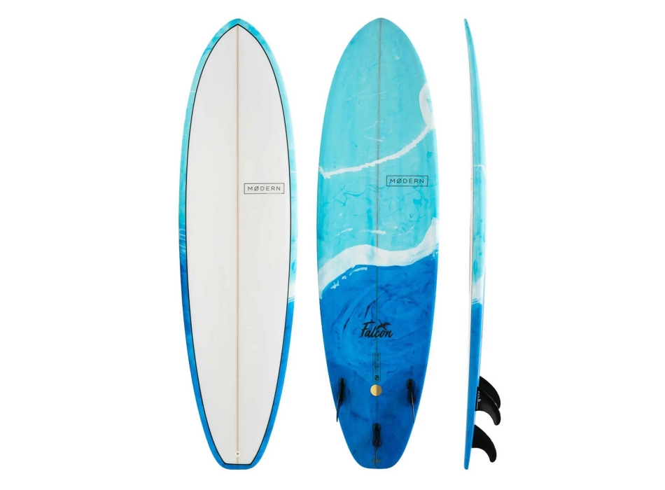 MODERN SURFBOARDS 5'10" HIGHLINE PU FCSII 3 FIN CLEAR