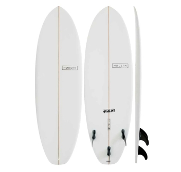 MODERN SURFBOARDS HIGHLINE 5'10" PU FCSII 3 FIN CLEAR