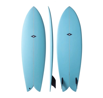 NSP SURFBOARDS 5'11" DOUBLE VISION FISH TWIN FIN CYAN