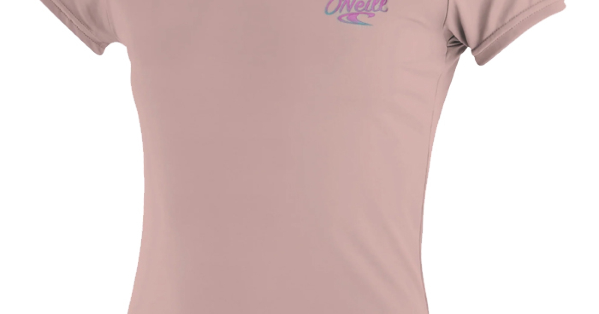 Lycra O'Neill Ragazza Rosa Pastello Con Stampa - Collo Alto, Maniche Corte, 79% Poliestere 12% Elastan