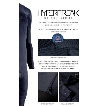 O'NEILL HYPERFREAK 3/2+ MUTA INVERNALE FRONT ZIP BLACK