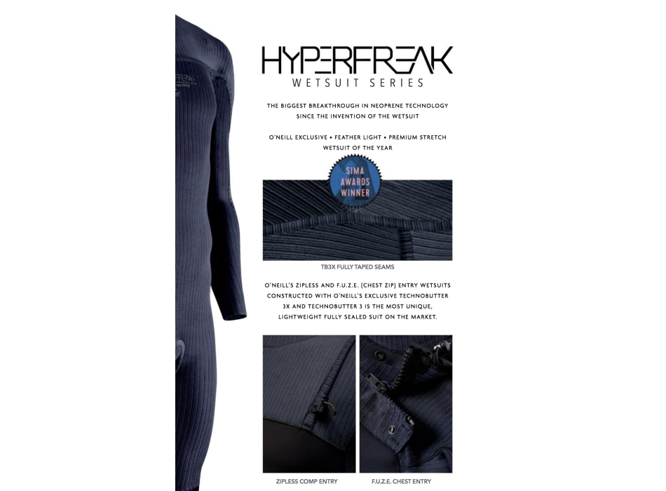 O'NEILL HYPERFREAK 3/2+ MUTA INVERNALE FRONT ZIP BLACK