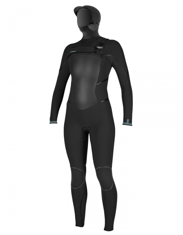 O'NEILL PSYCHO TECH 6/4+ MUTA INVERNALE FRONT ZIP CON CAPPUCCIO BLACK DONNA