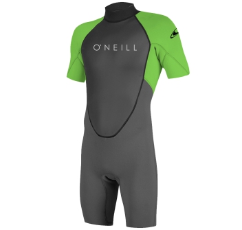 O'NEILL REACTOR II 2/2 BACK ZIP S/S SPRING WETSUIT GRAPH DAYGLO