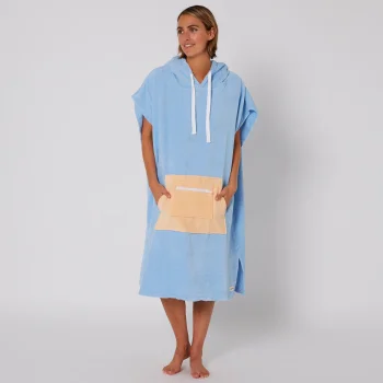 OCEAN & EARTH LADIES DAYDREAM HOODED PONCHO IN SPUGNA DONNA BLUE