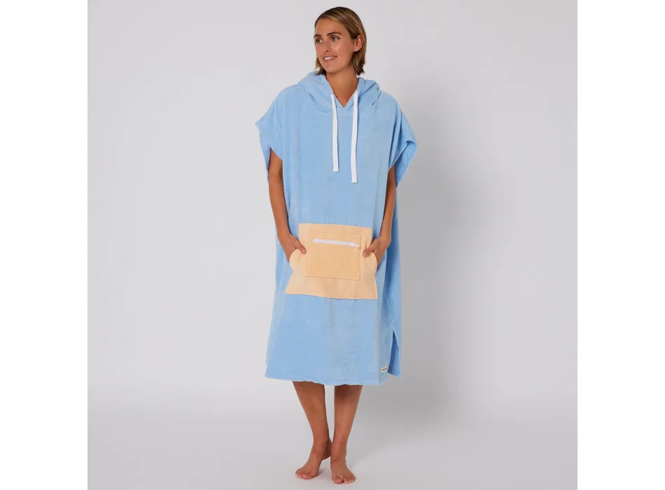 OCEAN & EARTH LADIES DAYDREAM HOODED PONCHO IN SPUGNA DONNA BLUE