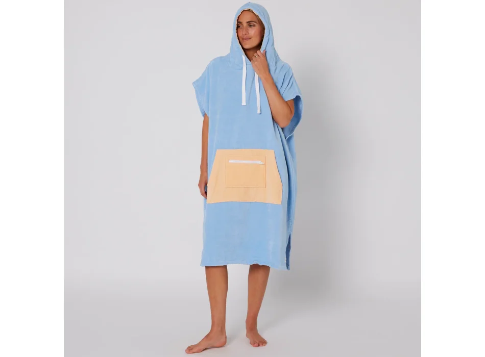 OCEAN & EARTH LADIES DAYDREAM HOODED PONCHO IN SPUGNA DONNA BLUE