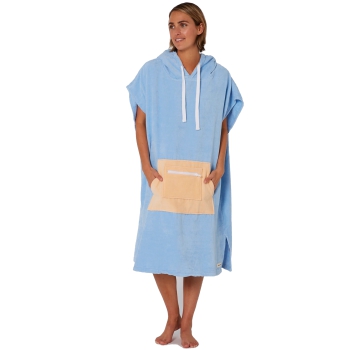 OCEAN & EARTH LADIES DAYDREAM HOODED PONCHO IN SPUGNA DONNA BLUE